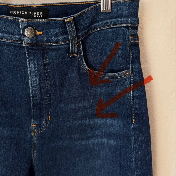 NWT VERONICA BEARD Ryleigh Slim
Straight High Rise Jeans Bright Blue Raw Hem 30 - Picture 15 of 16